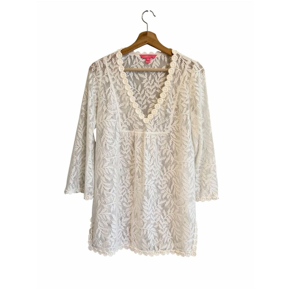 Lilly Pulitzer Kizzy Lace Tunic Cover Up Top Sz S Resort Boho Preppy Palm Beach